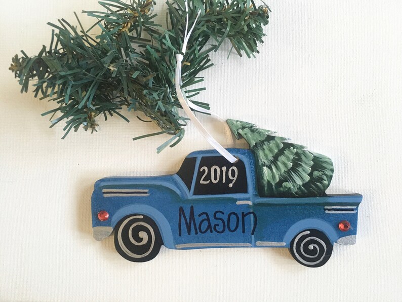 Blue Truck Christmas Ornament 