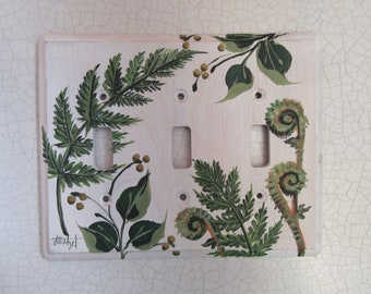 Triple Toggle. Triple Switch Fern Design Wall Plate