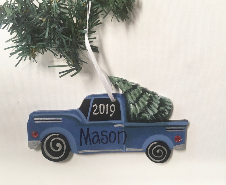 Blue Truck Christmas Ornament 