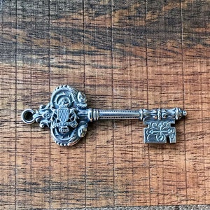 Antique French Coat of Arms Souvenir Key Pendant 21st Gift Coming of Age Solid Silver