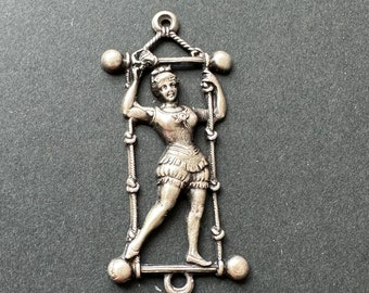 Sterling silver Trapeze Acrobat Vintage Circus Pendant Connector Component for jewelry designers