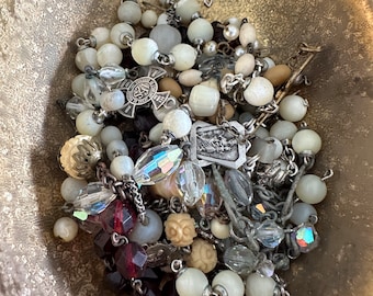 DESTASH Lot of Mixed Antique and Vintage French Rosary Beads, Connectors, Fragments 80 grams Lot 2