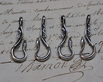 ONE Solid Silver Hissing Snake Hook Clasp Charm Holder Pendant