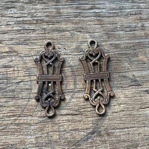 French Brass Stamping Finished Component - PAIR Ornate Connectors