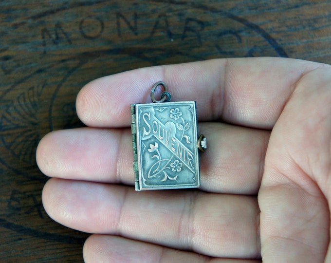 Antique French Notre Dame De La Salette Book Locket Pendant Etsy