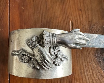 Two Antique Hand Pieces Letter Opener and Napkin Ring