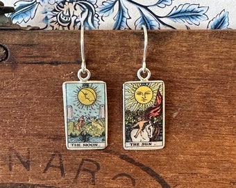 Handmade Sterling Silver 925 Tarot Earrings Rider Waite Deck Choose Your Cards