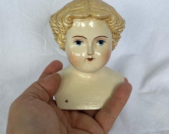 Reproductie 19e-eeuwse poppenhoofdbuste in antieke stijl