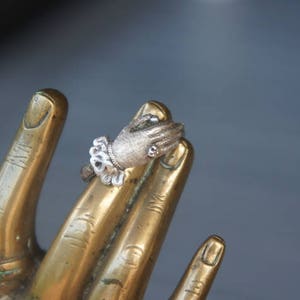 Solid Silver Antique Ladies Cuffed Hand Georgian-Style Ring image 2