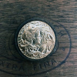 Vintage French Brass Stamping/Antique Style Sea Goddess/ Art Nouveau Woman/Mystical Person/French Findings/Crab/Unique/Rare/Amphitrite/C2