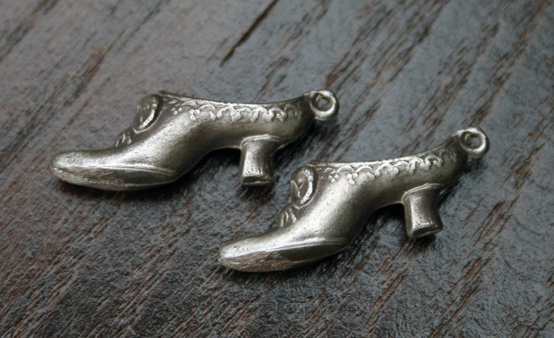 Solid Silver Victorian Lady Shoe Charms Pair Charm Shoe Lady Victorian