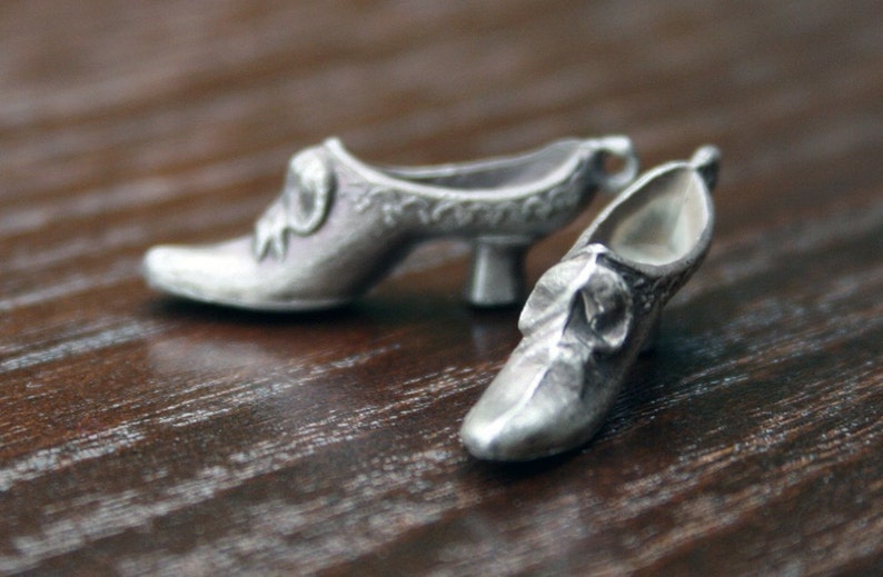 Solid Silver Victorian Lady Shoe Charms Pair Charm Shoe Lady Victorian