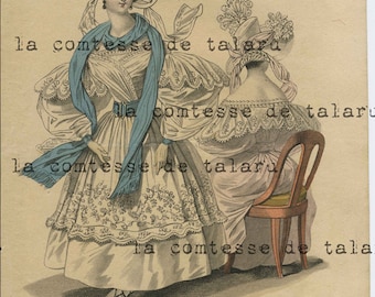 Original Antique French Fashion Print from the 1830s