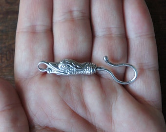 Handmade Solid Silver Snake Serpent Head Jewelry Hook Pocket Watch Hook