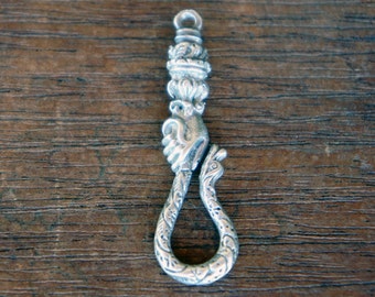 ONE massief zilveren hand met slang haaksluiting bedelhouder hanger