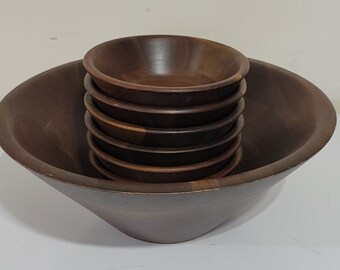 Set di insalatiere in legno vintage