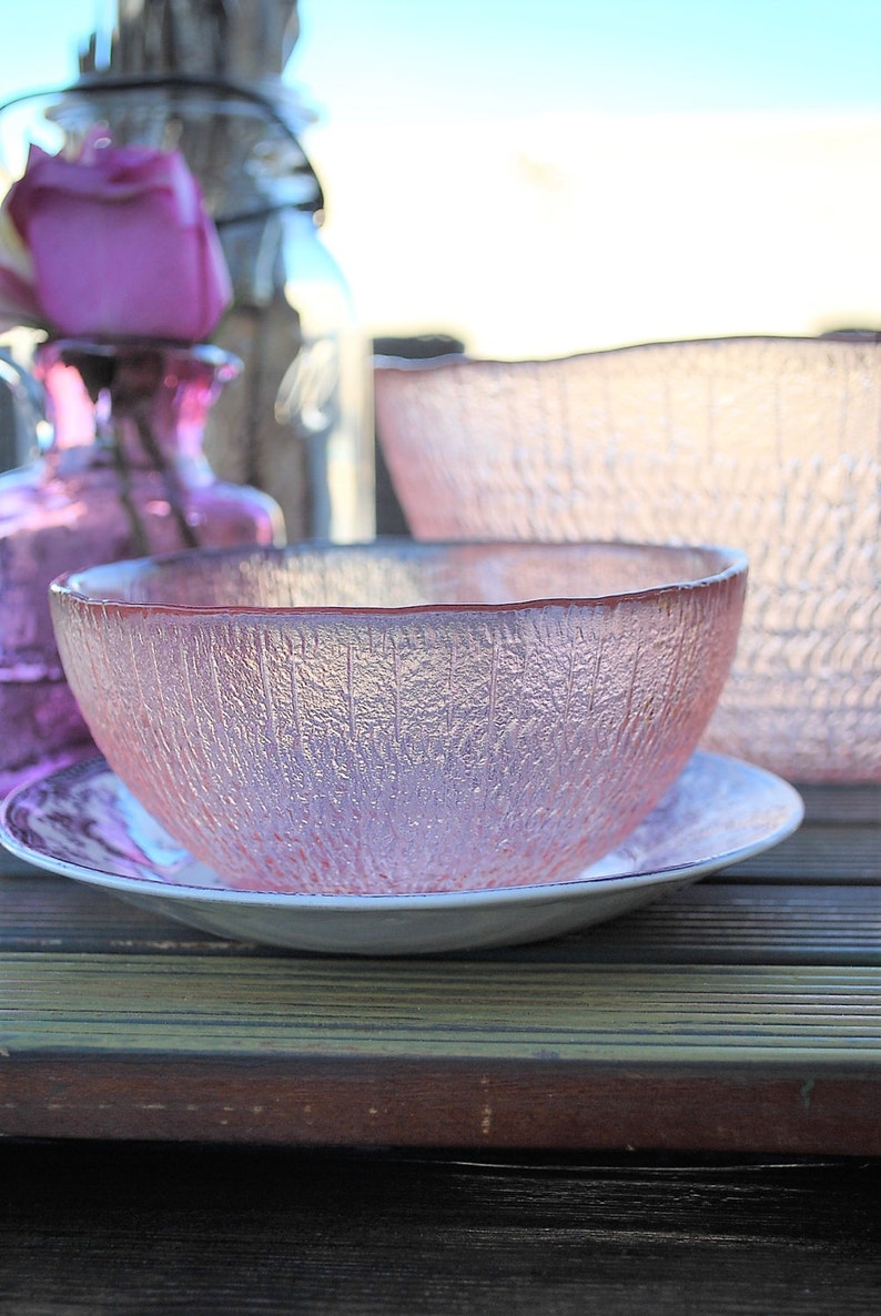 Vintage French Bowls Pink Arcoroc Glass Vintage Arcoroc ...
