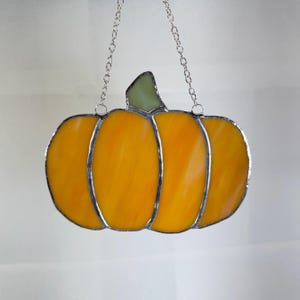 Handmade Stained Glass Pumpkin Suncatcher | Stained Glass Halloween Decoration | Spooky Stained Glass | Pumpkin Window Hanging