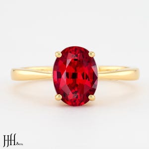 Solitaire rings, Solid gold ring, Engagement ring, Ruby rings for women, Solitairring, Red gemstone ring, Vintage ring, July birthstone ring