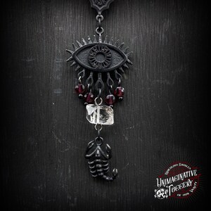 Handmade Scorpion Eye Necklace: Garnet & Herkimer Diamond Beads