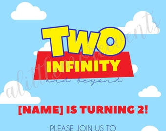 TWO Infinity and Beyond - Invitation - Customized