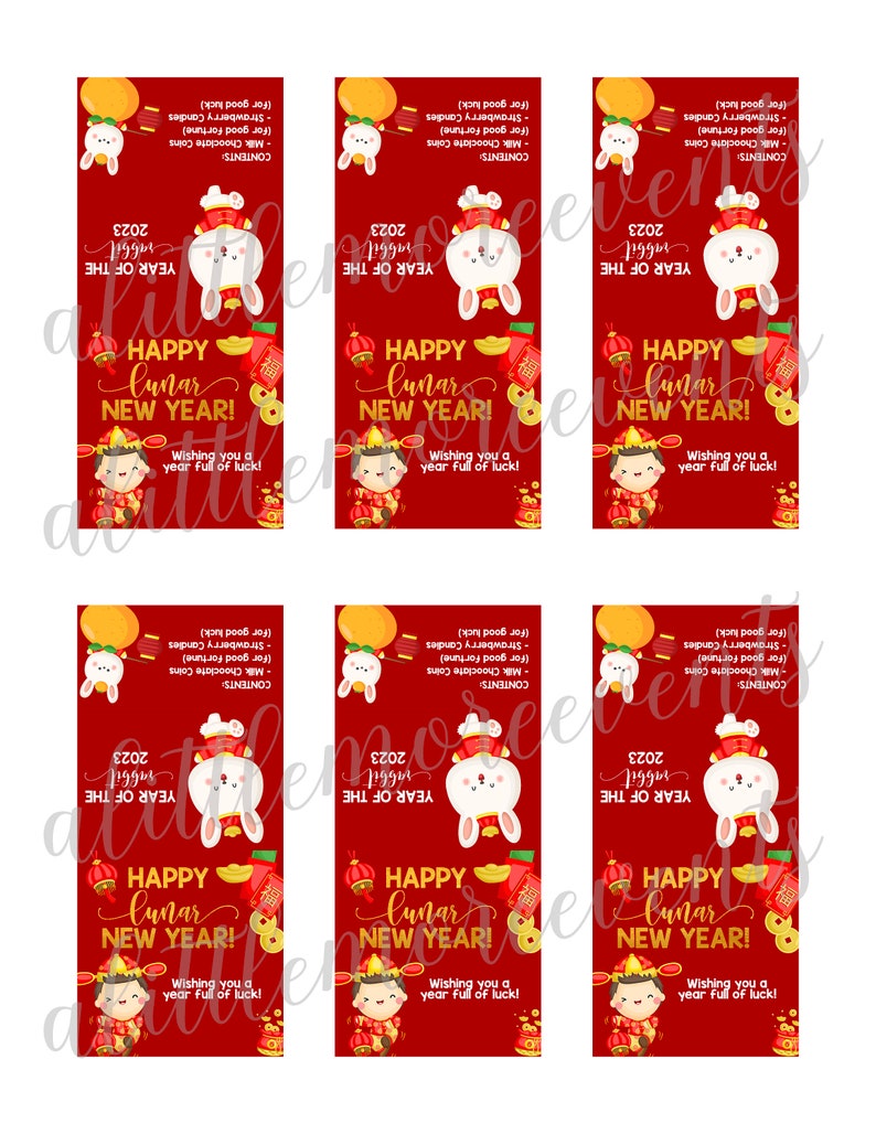 LNY Rabbit Favor Box Stickers - Boy - Etsy