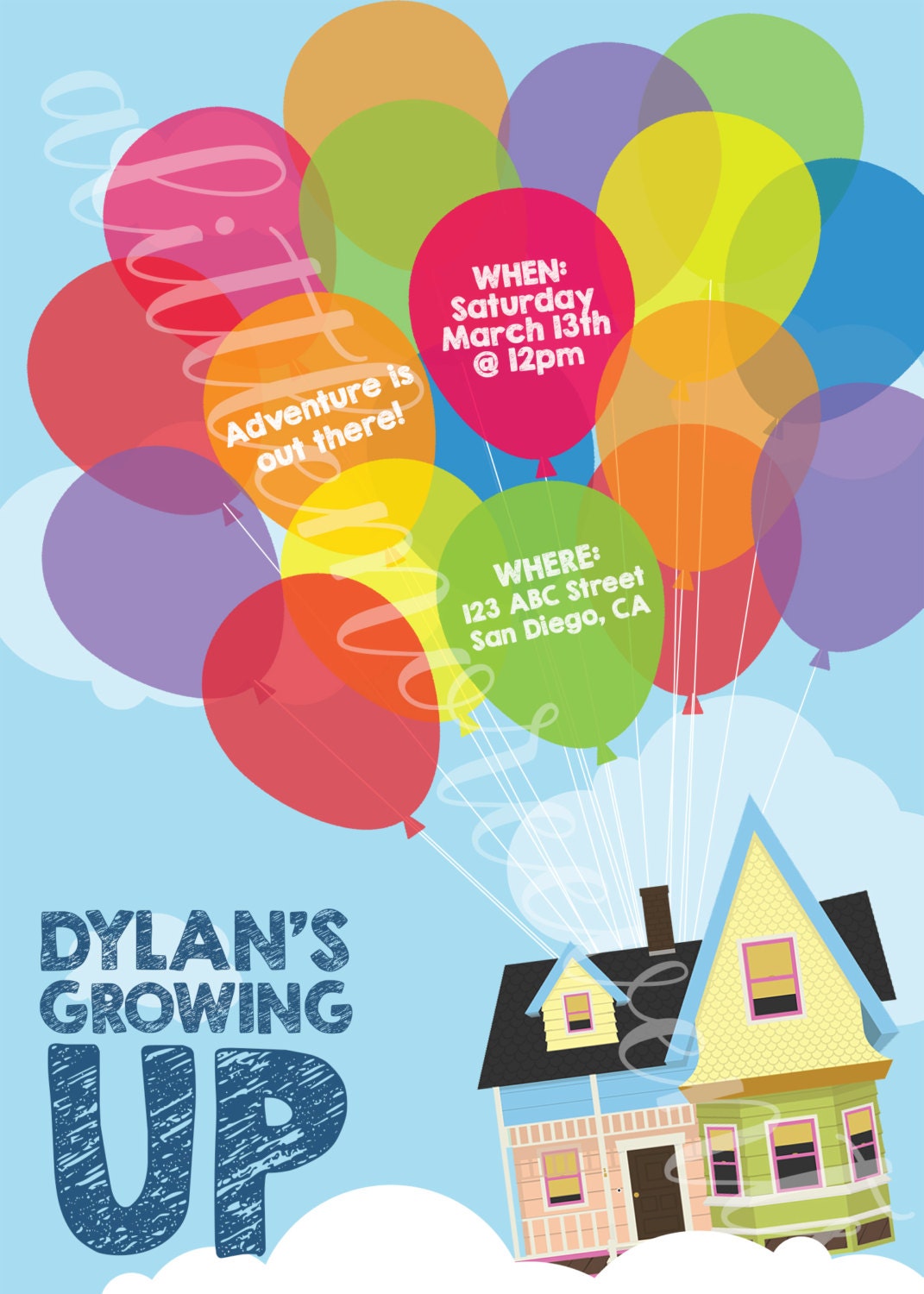 Pixar's Up Themed Custom Invitation Digital File Etsy Pixar's Up Themed Custom Invitation Digital File Etsy