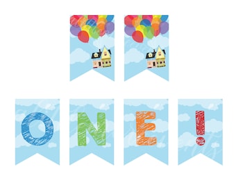 Pixar's Up Themed "ONE" Bunting Banner