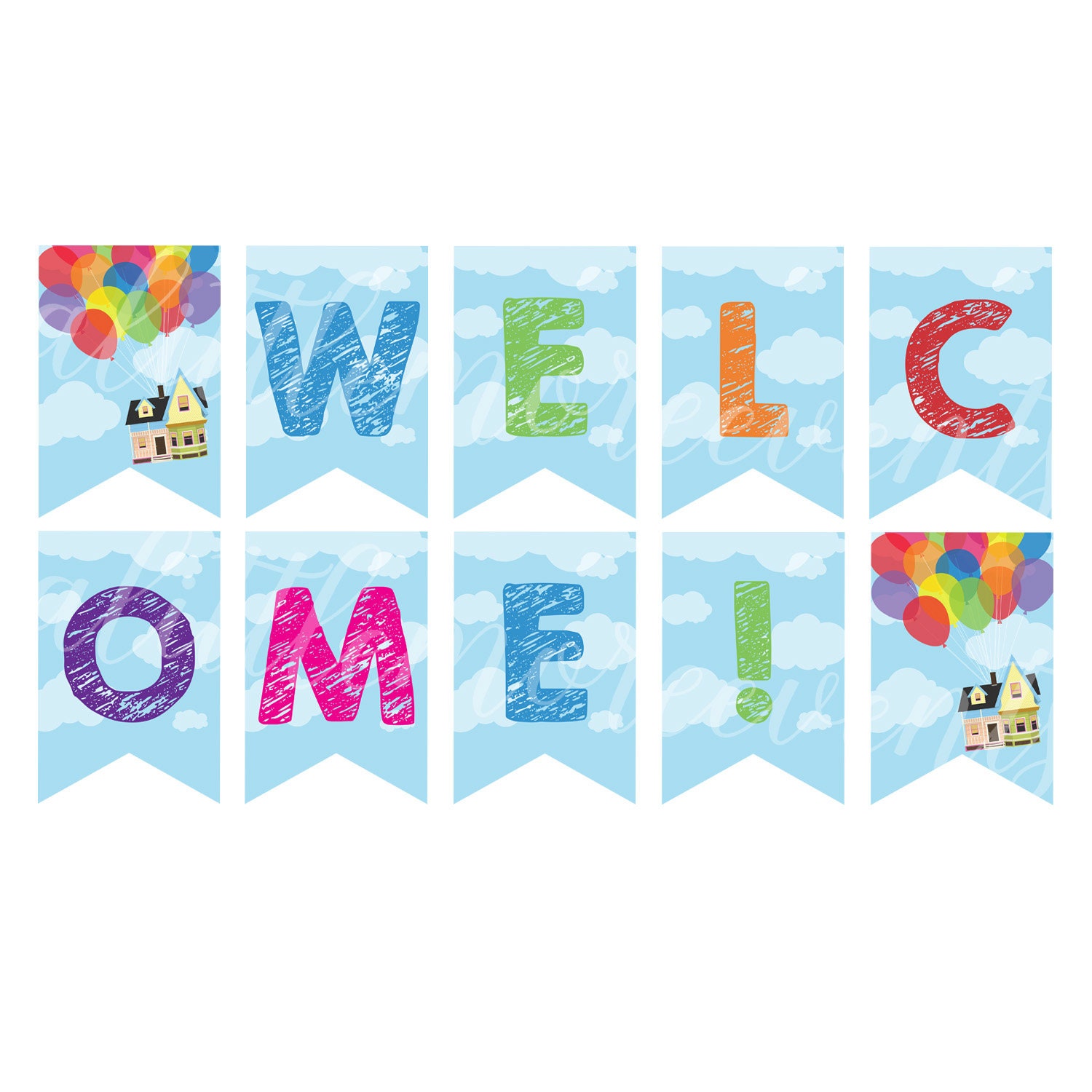 Pixar's Up Themed "WELCOME" Bunting Banner