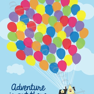 Pixar&#39;s Up Themed Guestbook - 11x14 - Adventure is out There
