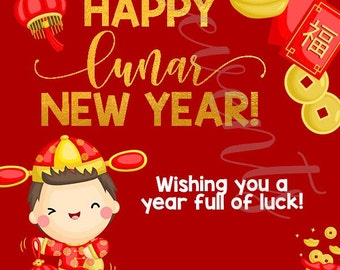 LNY Dragon Favor Box Stickers - Boy