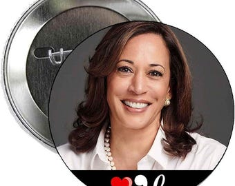 I Love Kamala (comma-la) 2.25" picture Pinback for Jackets, Backpacks, etc.