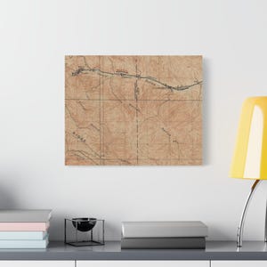 Lienzo con mapa topográfico vintage de Corral Hollow, regalo perfecto para amantes de la naturaleza.