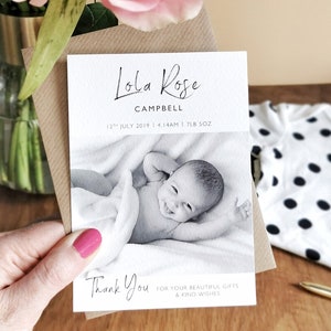 Tarjeta fotográfica personalizada de agradecimiento para bebé, paquete de postales de anuncio de recién nacido, agradecimiento de bautizo, nuevo diseño de fotografía a medida