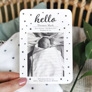 Gepersonaliseerde nieuwe baby bedankkaart, doop dank u, welkom in de wereld, op maat gemaakt fotoontwerp, pasgeboren dank u ansichtkaartpakket