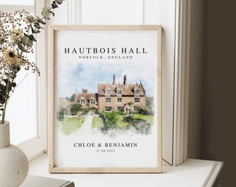 Personalisierter Hochzeitsort-Druck | Benutzerdefinierte Aquarell Geschenk
