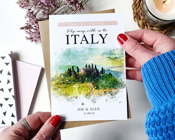 Personalized Destination Wedding Invitation: Travel Guide, Watercolor Design