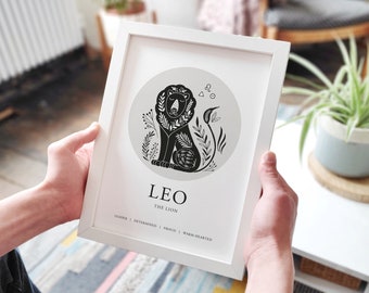 Leo Zodiac Personalised Star Sign Art Print
