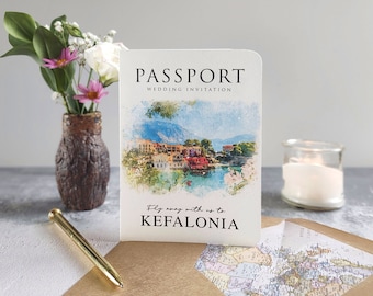 Custom Venue Illustration Passport Wedding Invitation: Destination Invite