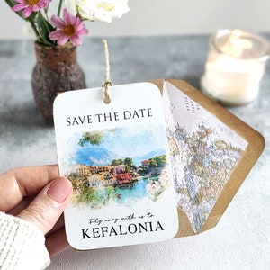 Save The Dates With Personalised Wedding Destination Illustration - Destination Wedding Save the Dates - Venue Illustration - Custom Venue