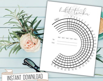 31 Day Circular Habit Tracker Printable, Monthly Template (PDF Download)