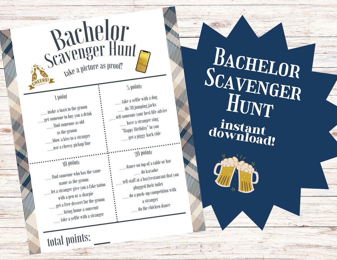 Bachelor Party Scavenger Hunt, Bar Crawl Game (PDF) - Etsy