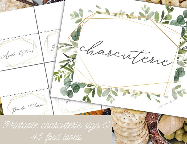 Charcuterie Board Printable Sign, Wine and Cheese Label Signs, Food Bar ...