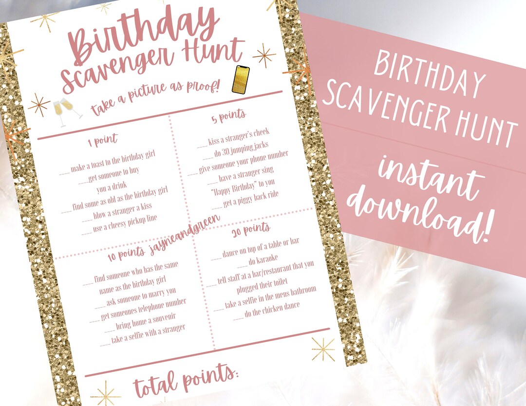 Adult Birthday Scavenger Hunt Adult Birthday Party Game - Etsy