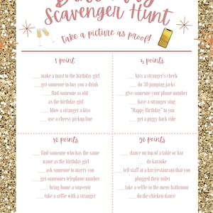Adult Birthday Scavenger Hunt, Adult Birthday Party Game Printable, Bar ...