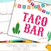 Taco Bar Printable Sign, Taco Bar Food Labels, Taco Bar Food Place ...