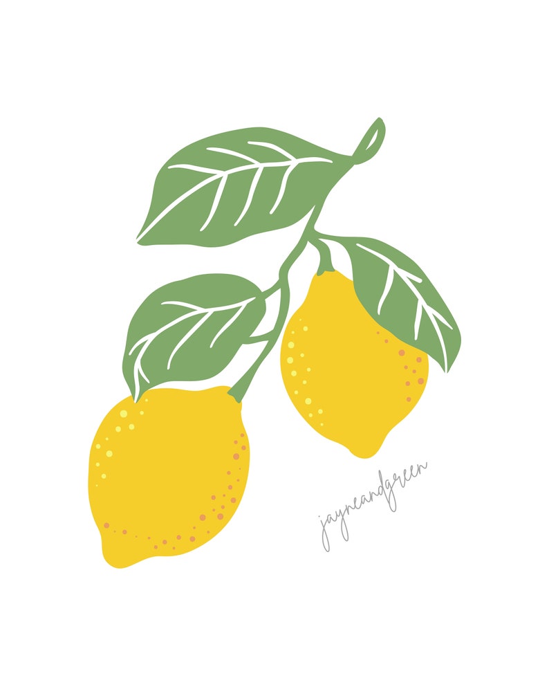 Lemon Kitchen Artwork Printable Lemon Art Print Lemon Etsy
