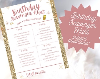 Adult Birthday scavenger hunt, Adult birthday party game printable, Bar scavenger hunt