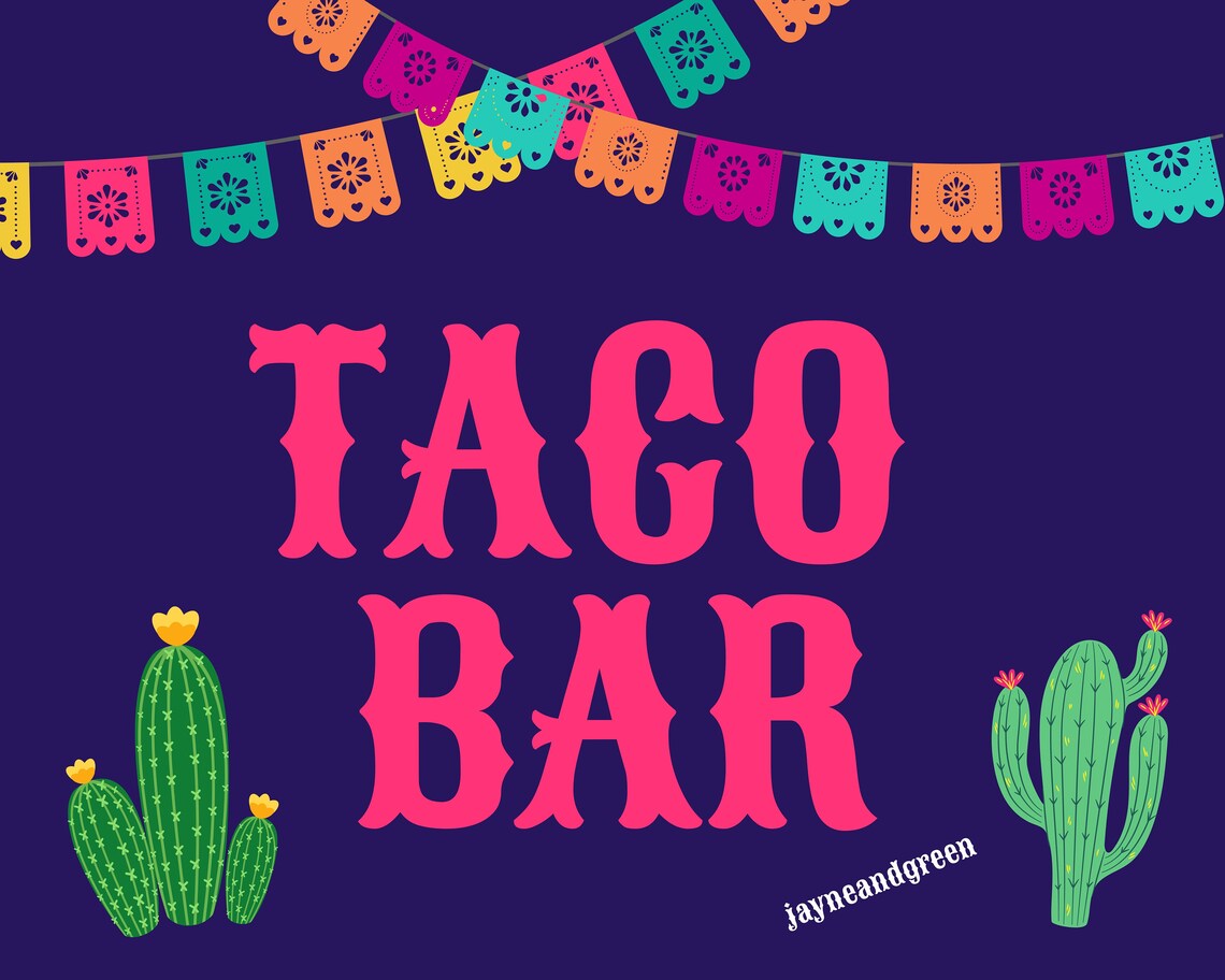 Taco Bar Printable Sign Taco Bar Food Labels Taco Bar Food | Etsy