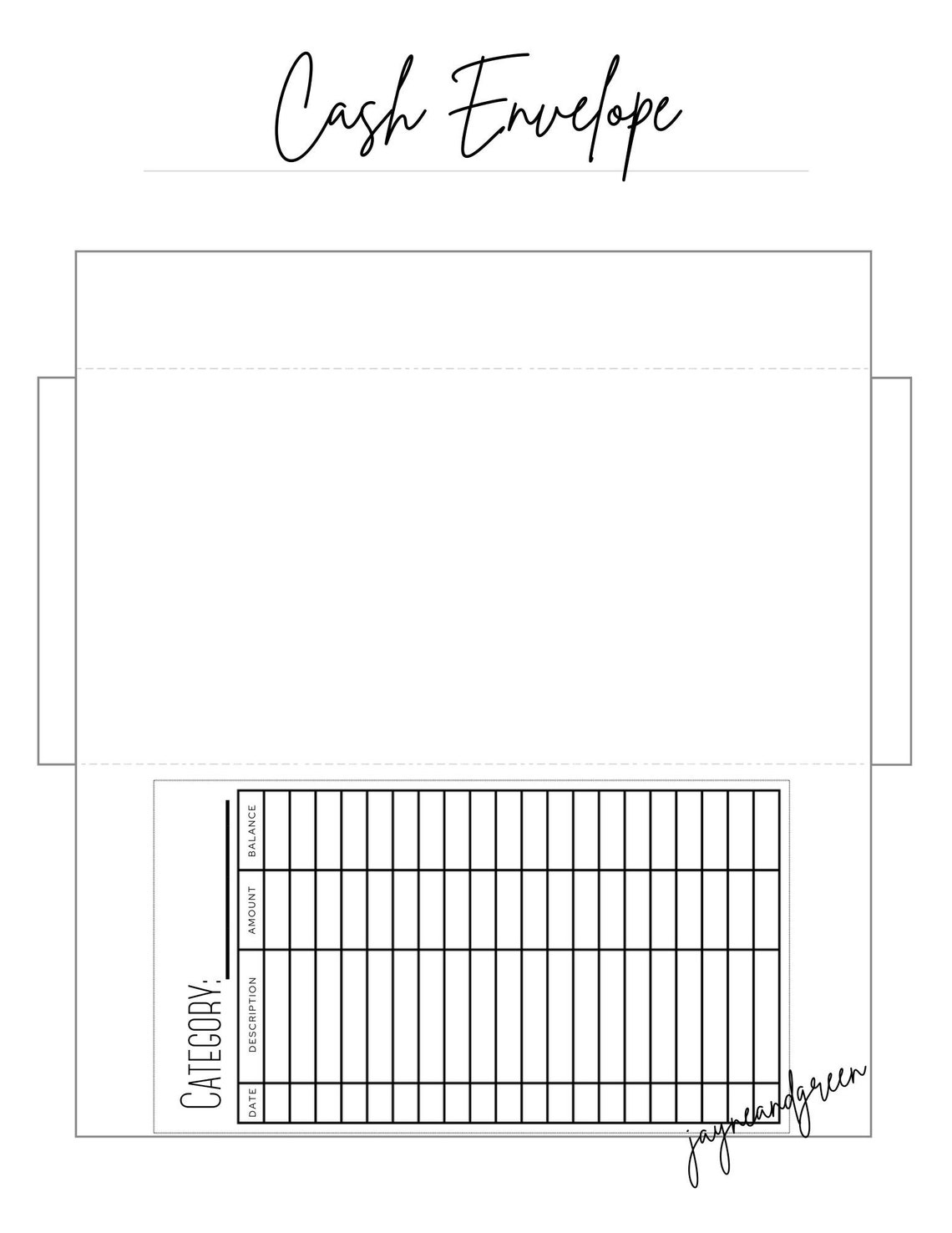 Cash Envelope Printable Template, Vertical Cash Envelope System